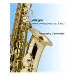 Allegro from Concerto Grosso Op.3, No.2 - alto saxophone & piano
