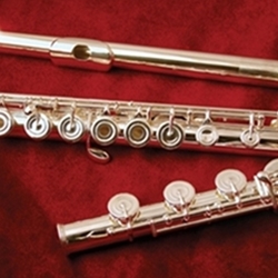 DZ770BOFC# Flute, Sterling Silver Head/Body/Foot, Open-Hole, B Foot, Offset G, C# Trill, 14K Gold Lip Plate/Crown, Case