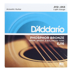 EJ16 D'Addario Acoustic Guitar Strings (12-53 Gauge)