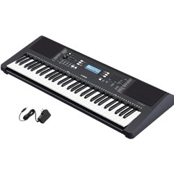 PSRE373AD 61 Note Portable Keyboard, Touch Sensitive, USB & MIDI, Backlit LCD, 62 Voices, 205 Styles, Record Function, Includes PA130 Power Adapter